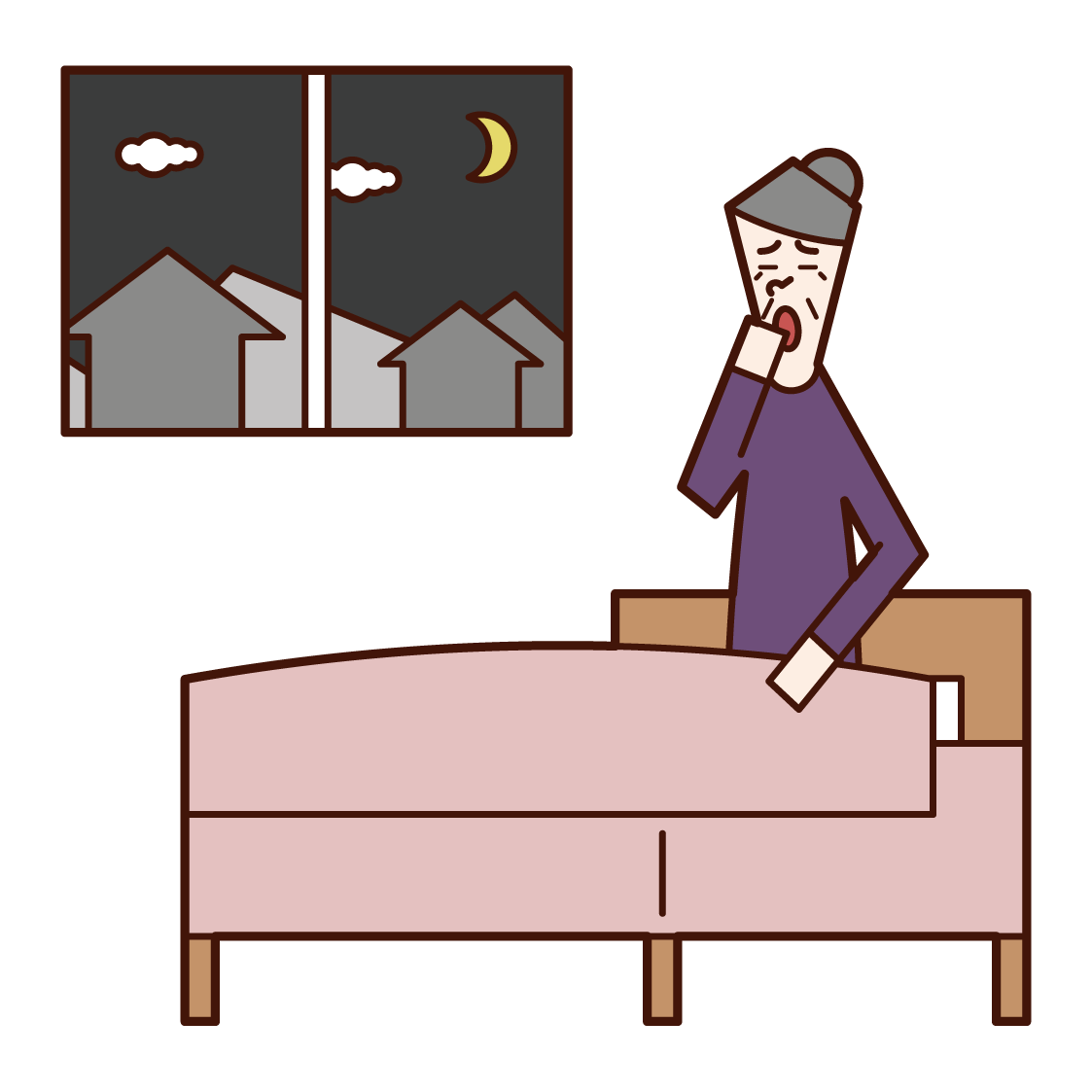 Illustration of a bedtime person (grandmother)