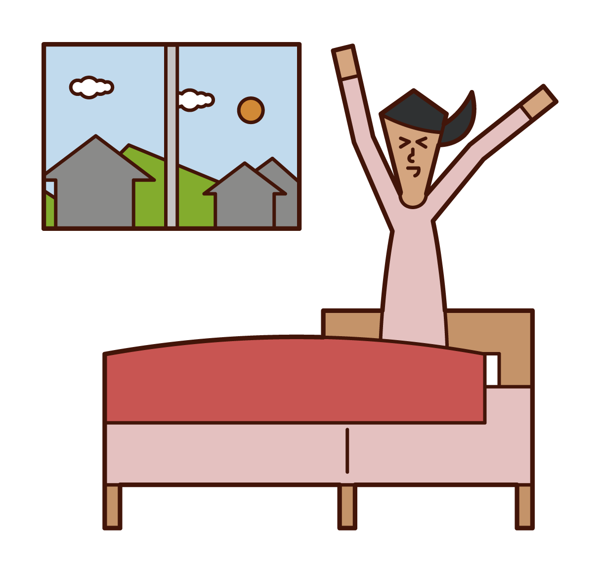 Illustration of a woman who wakes up