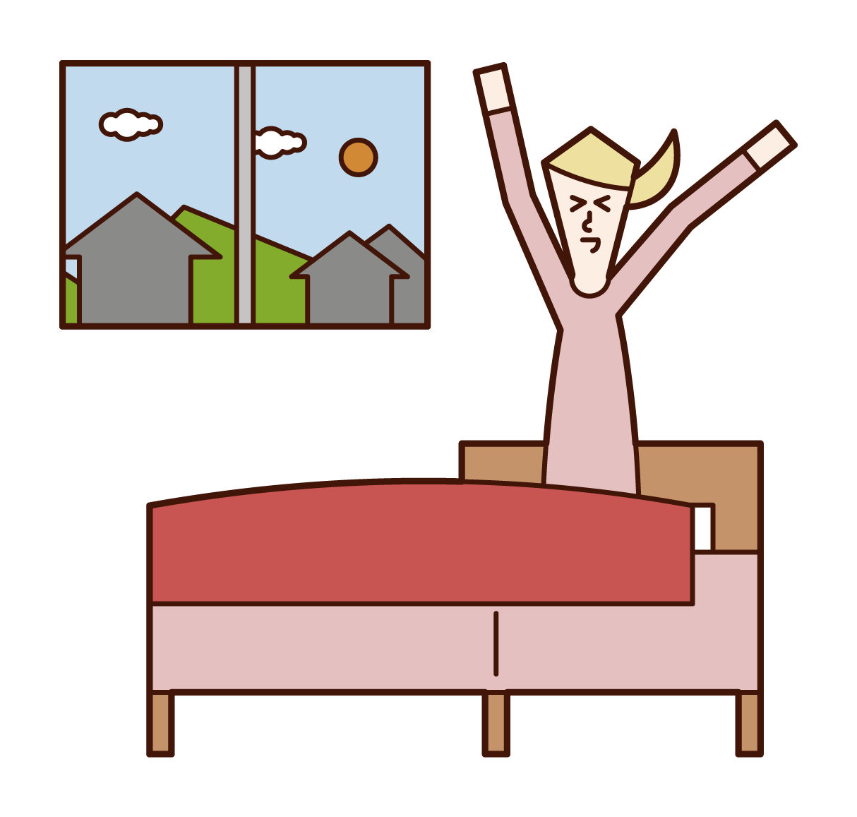 Illustration of a woman who wakes up