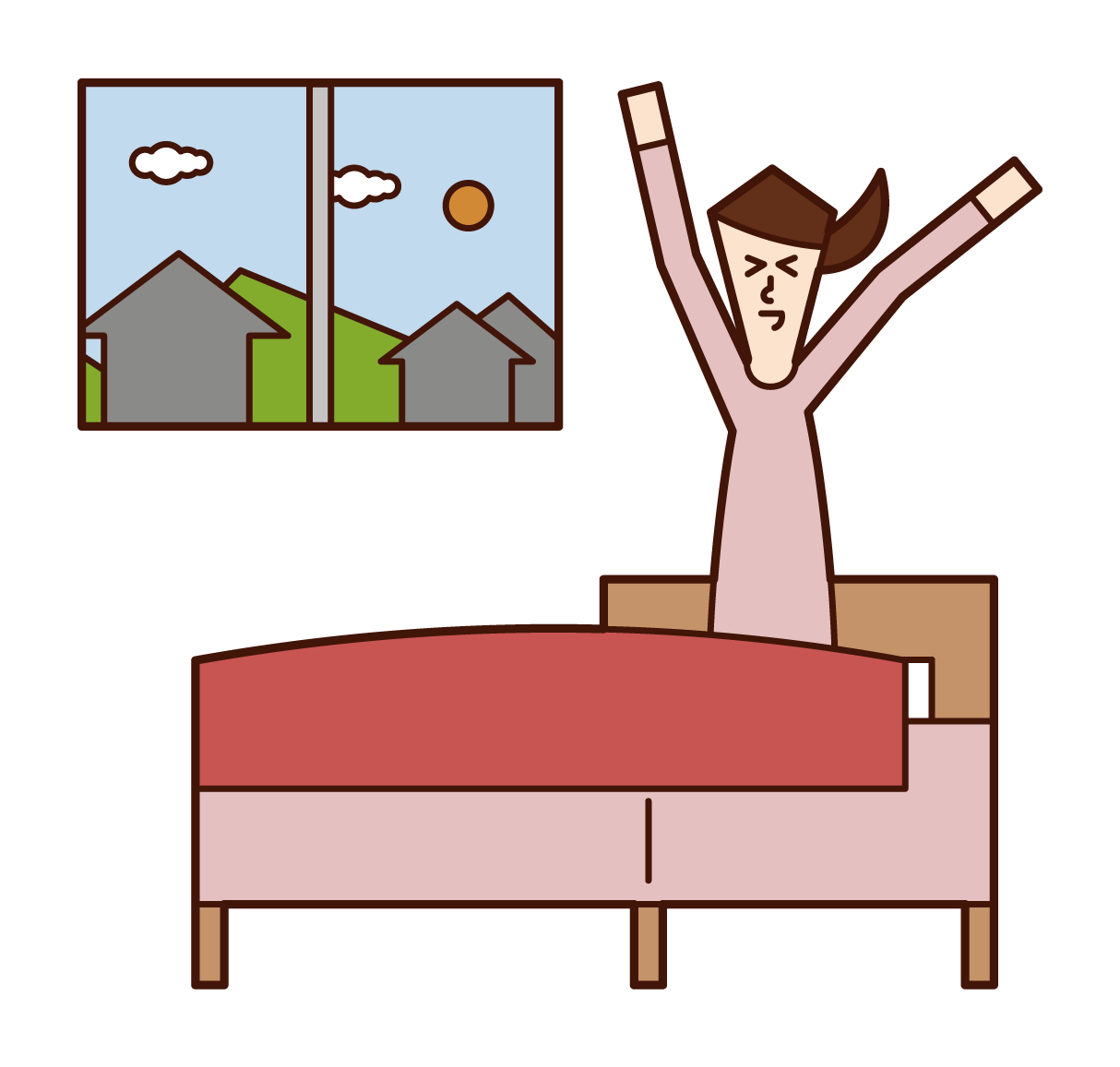 Illustration of a woman who wakes up