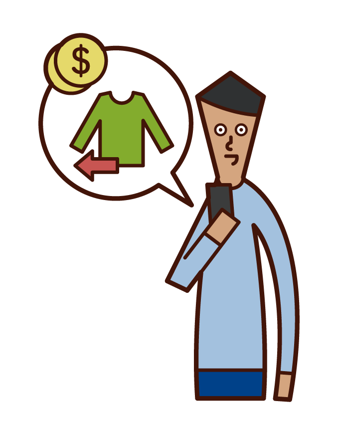 Illustration of a man selling things on the Internet