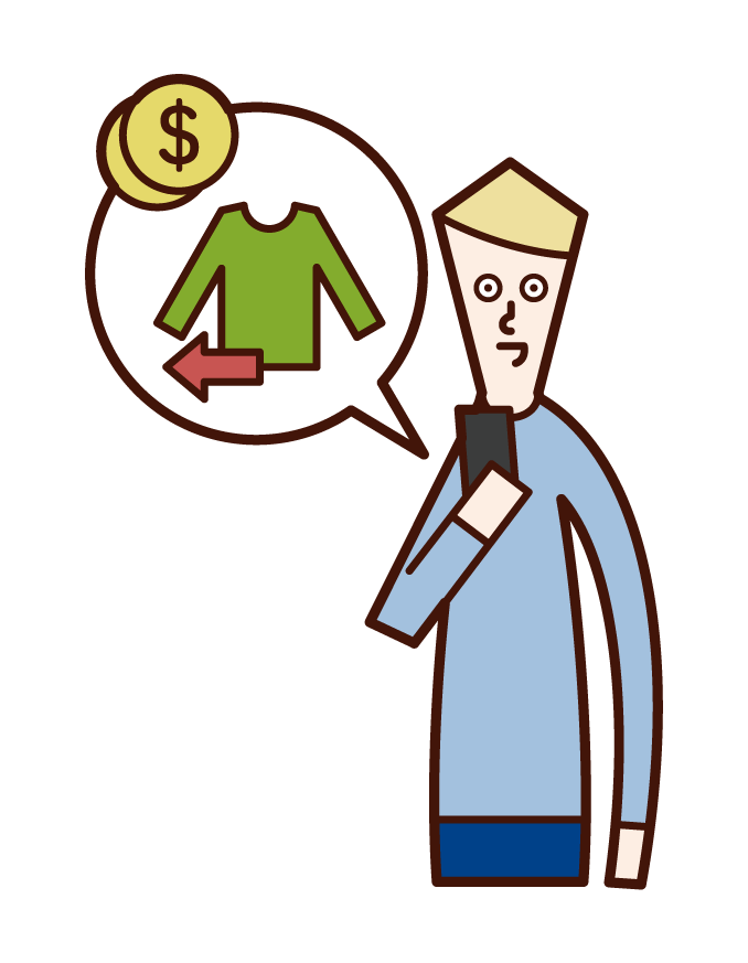 Illustration of a man selling things on the Internet