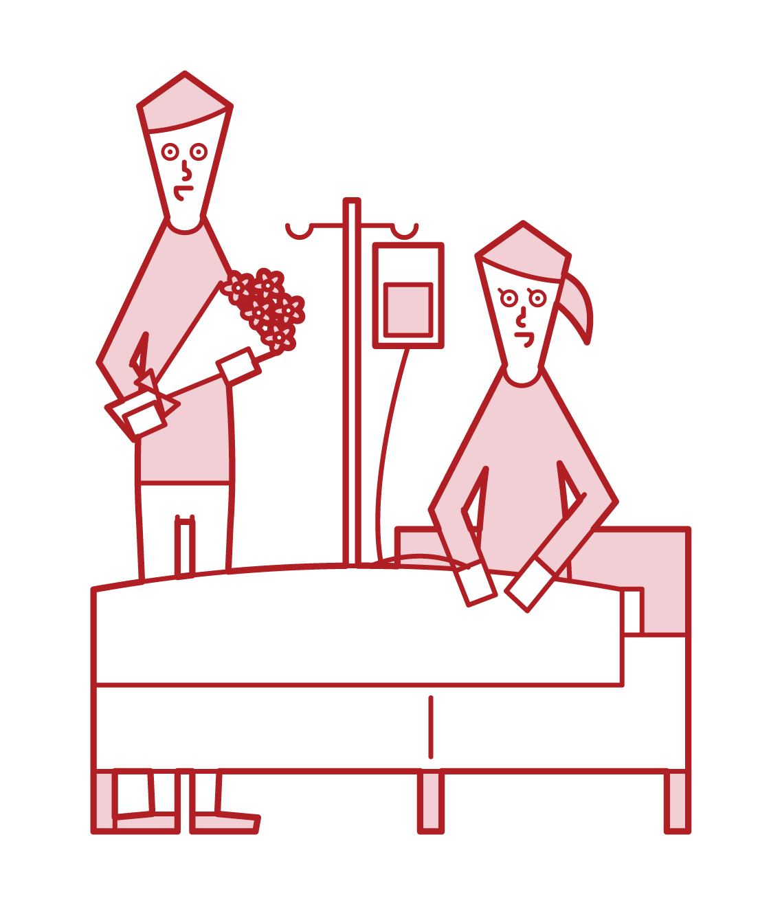 Illustration of a man visiting a hospitalized woman