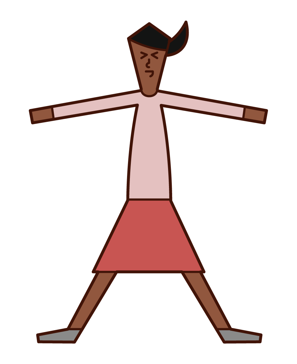Illustration of a woman spreading his hands and legs