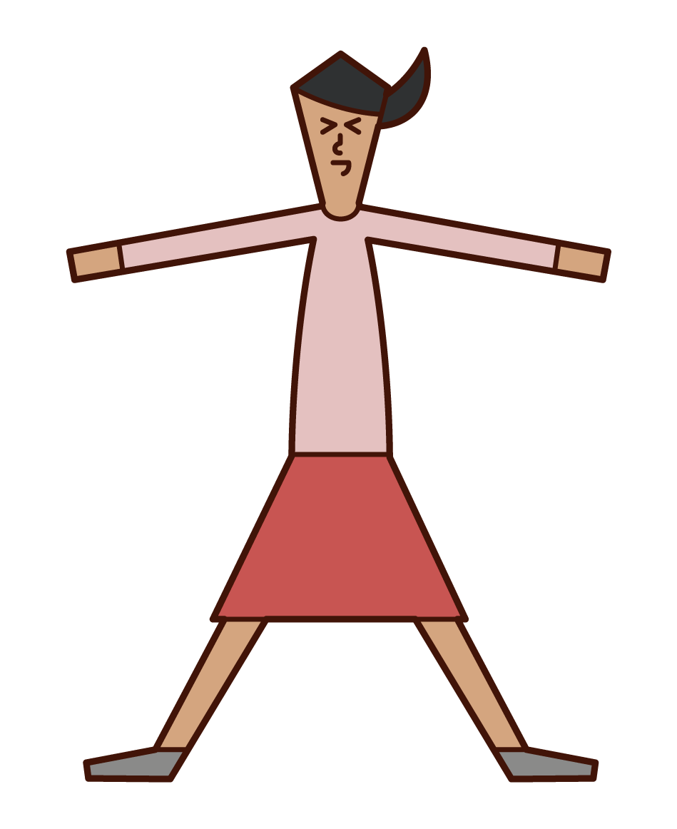 Illustration of a woman spreading his hands and legs