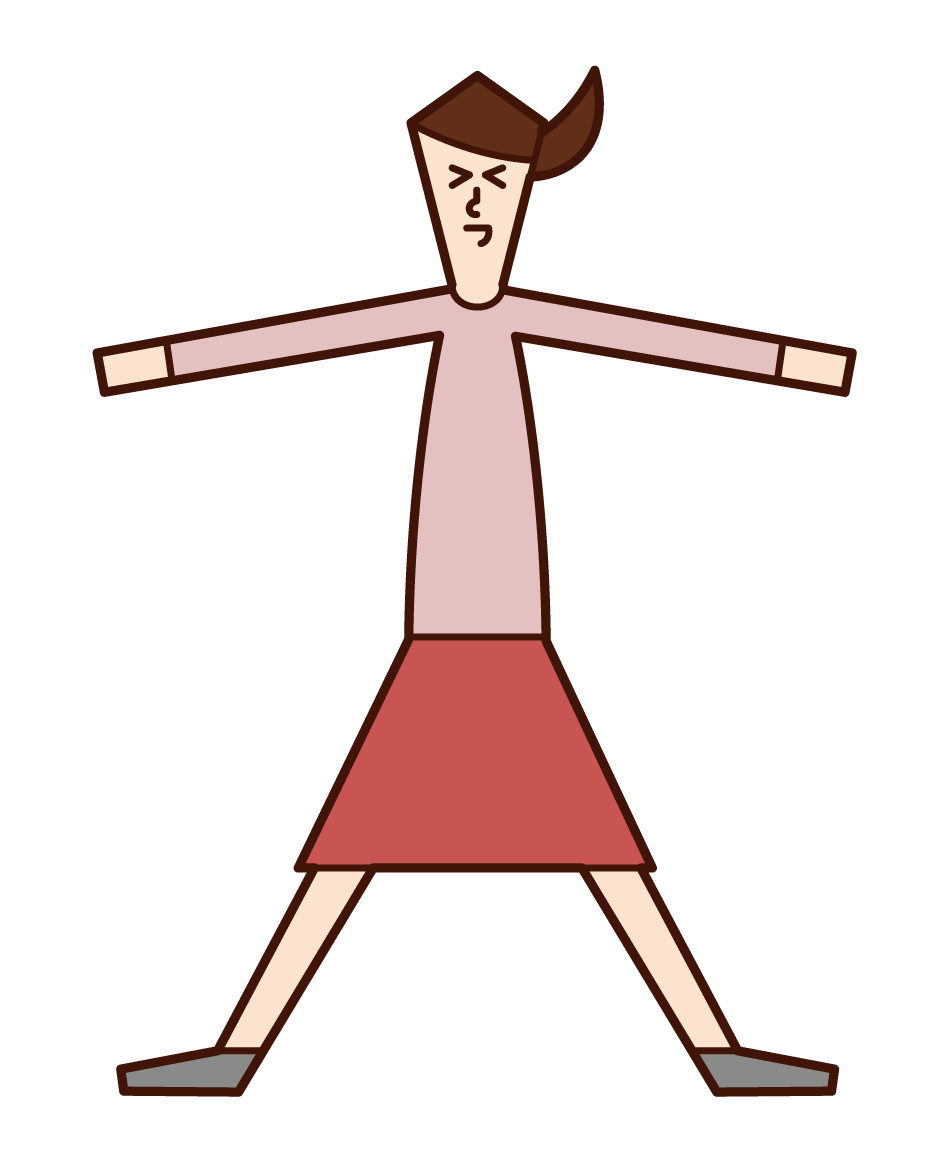 Illustration of a woman spreading his hands and legs