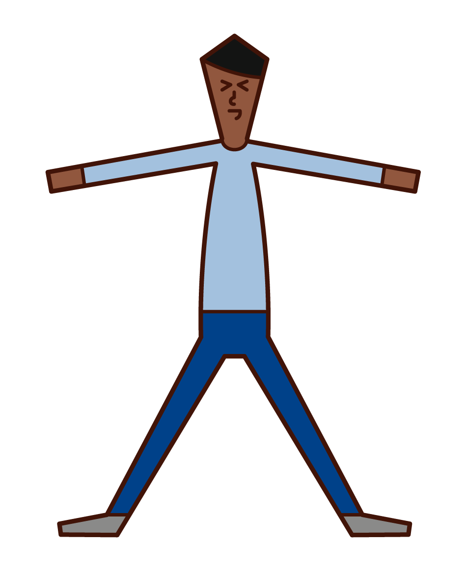 Illustration of a man (male) spreading his hands and legs