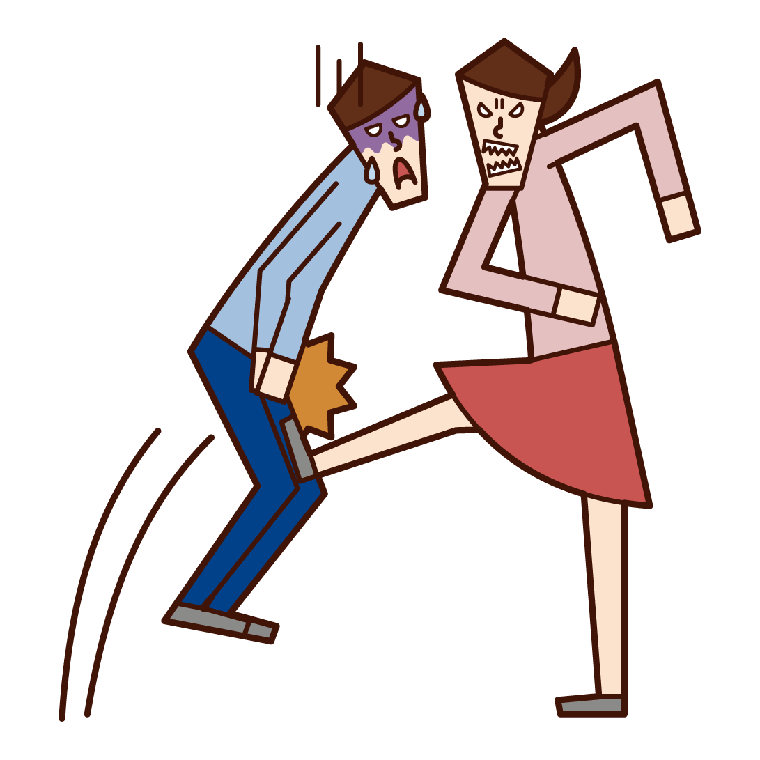 Illustration of a woman who protects himself with self-defense