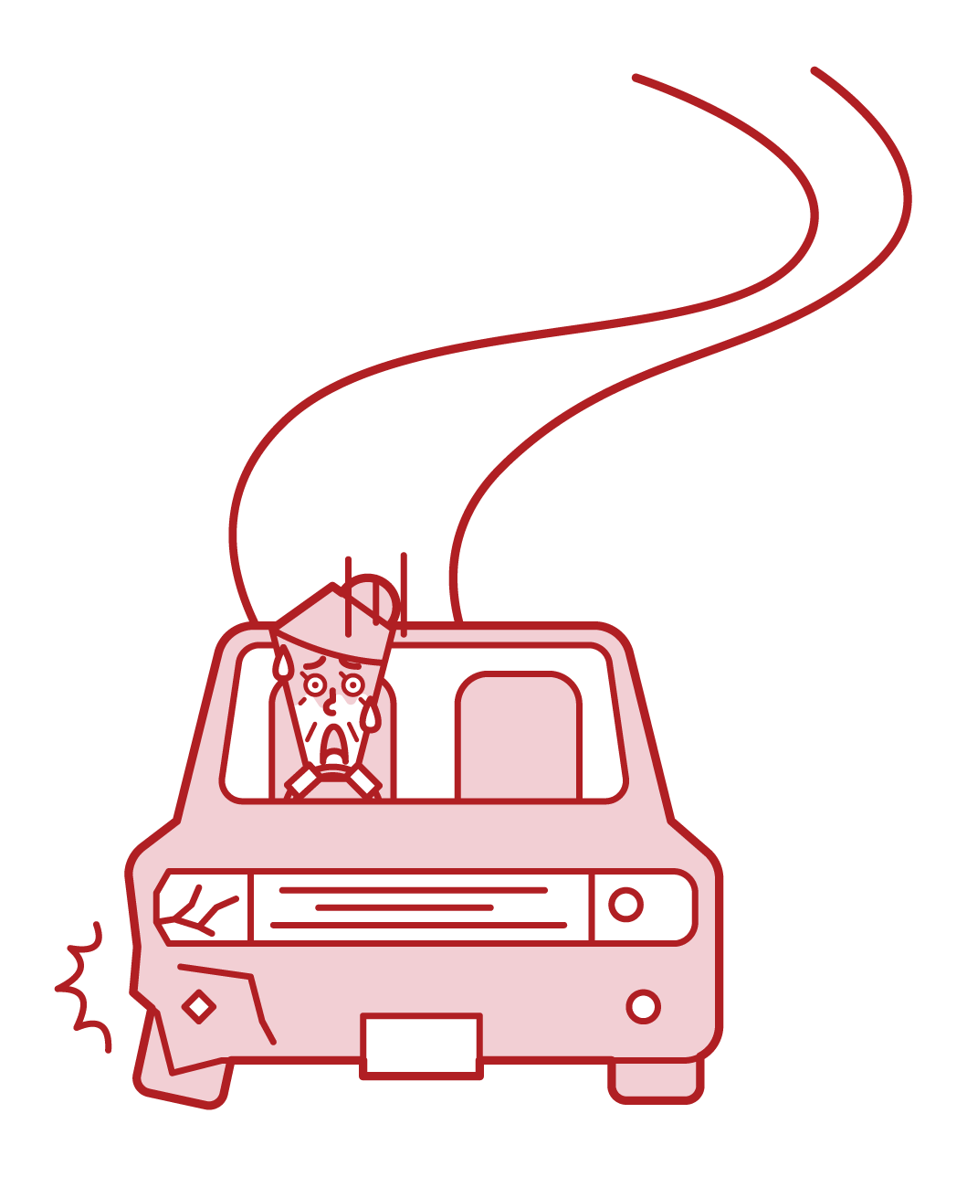自動車で事故をした人（おばあさん）のイラスト