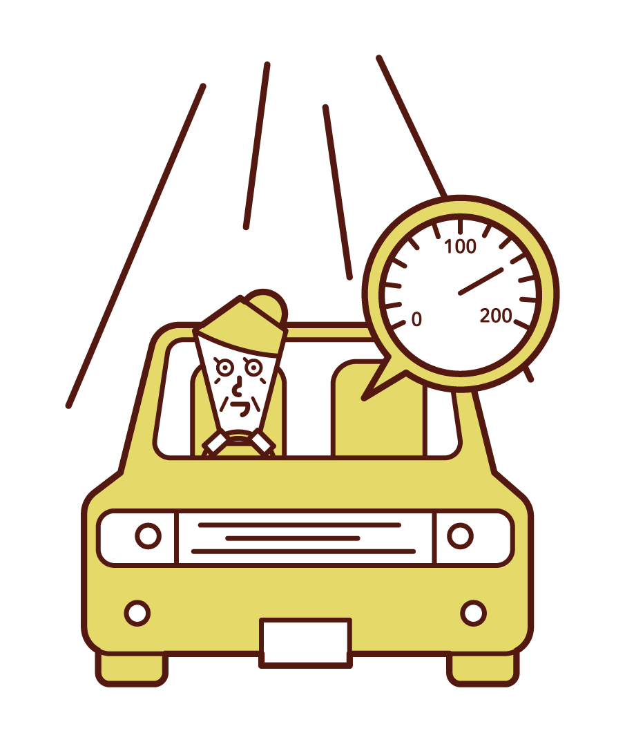 Illustration of a speeding driver (grandmother)