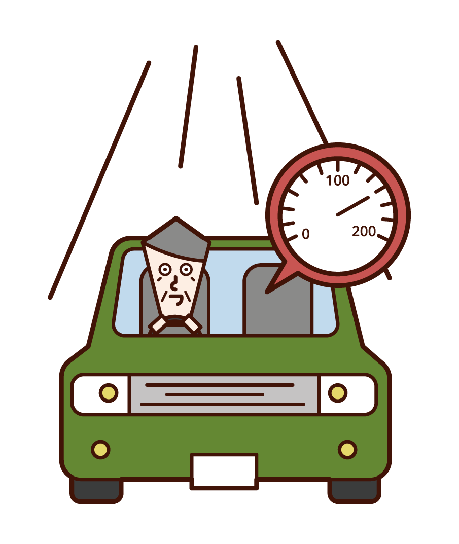 Illustration of a speeding driver (grandfather)