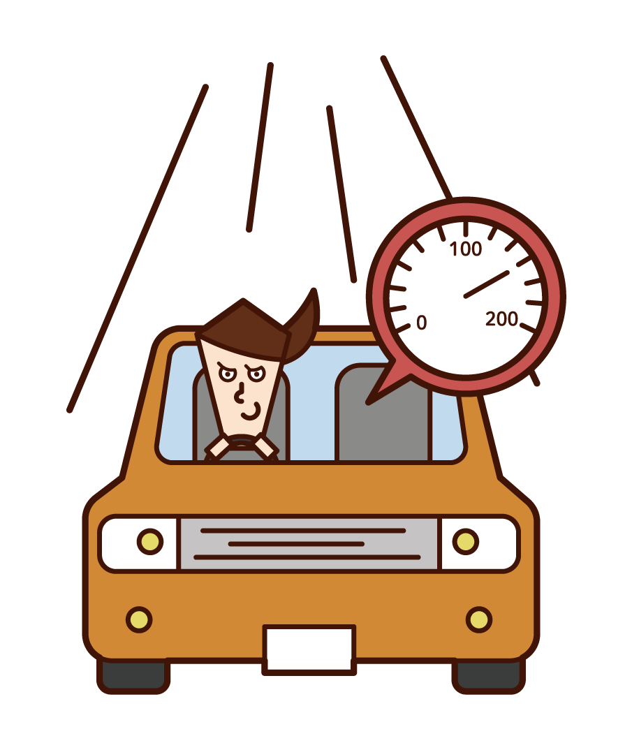 Illustration of a speeding driver (female)