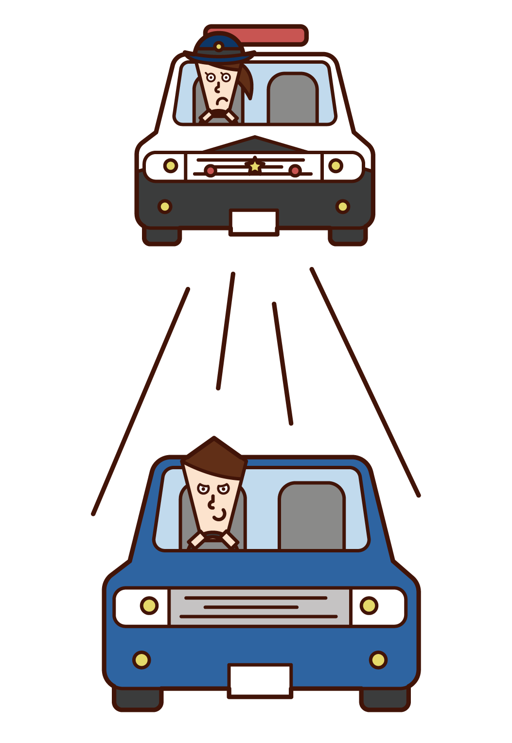 自動車を取り締まる警察官（男性）のイラスト