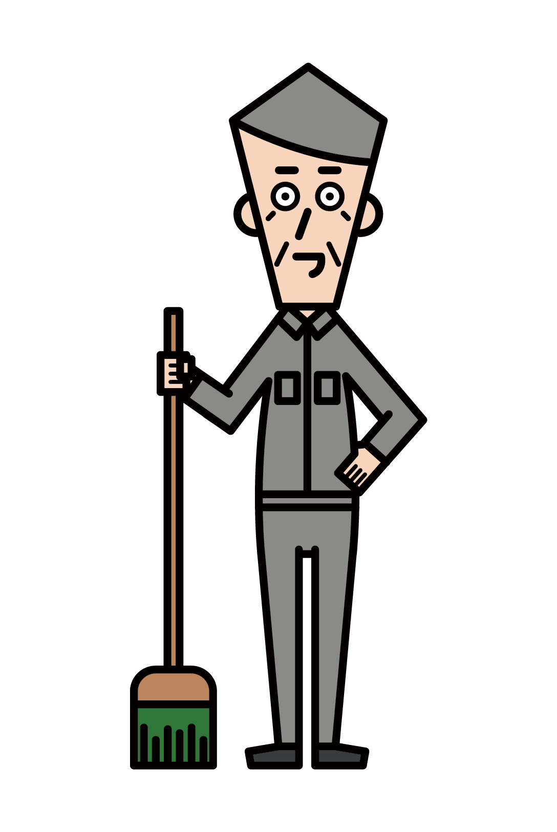 Illustration of a working elderly person (grandfather)