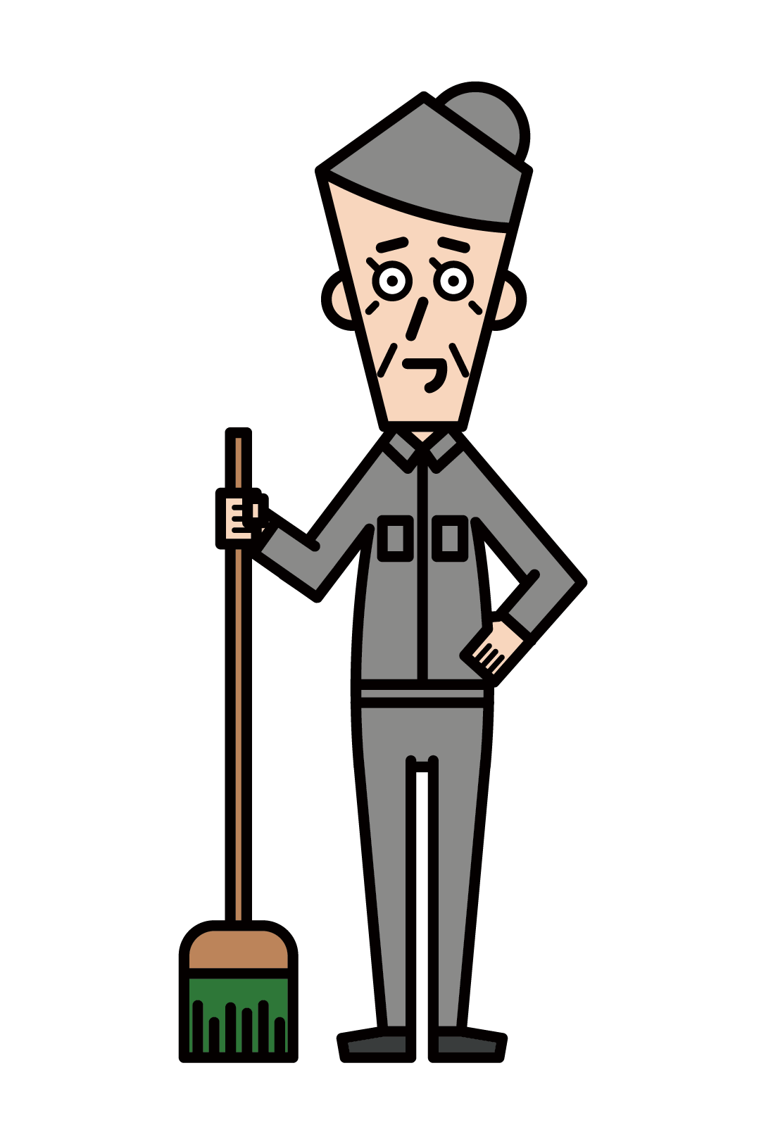 Illustration of a working elderly person (grandfather)