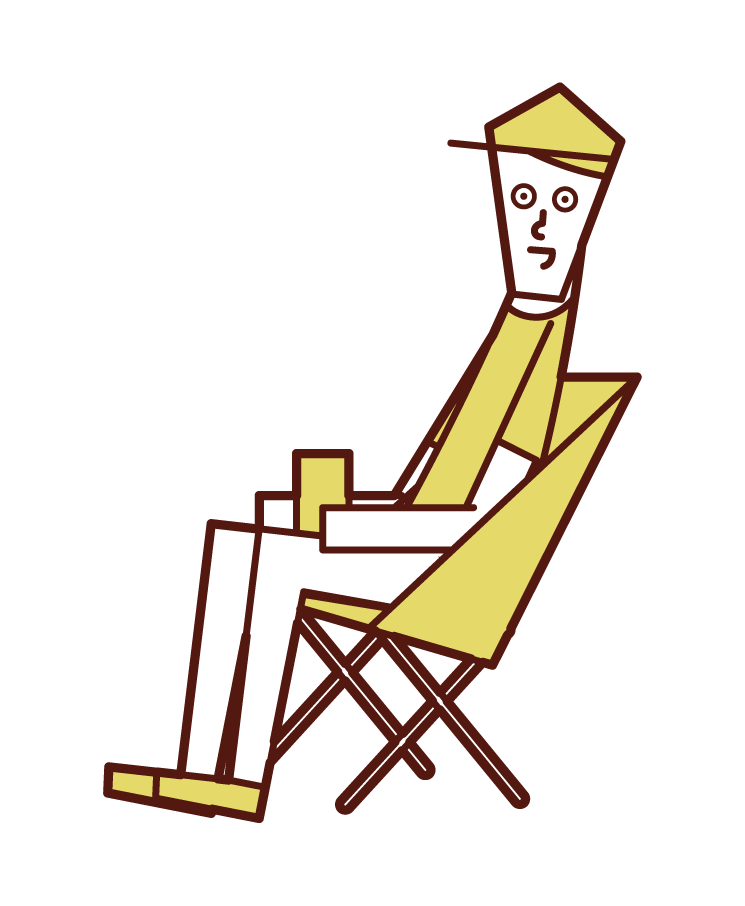 Illustration of a man enjoying camping