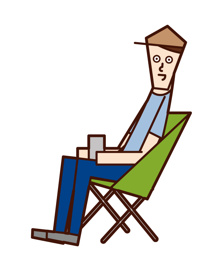 Illustration of a man enjoying camping