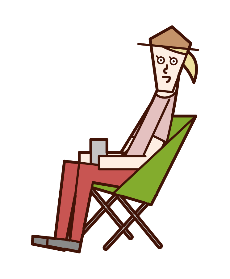 Illustration of a woman enjoying camping