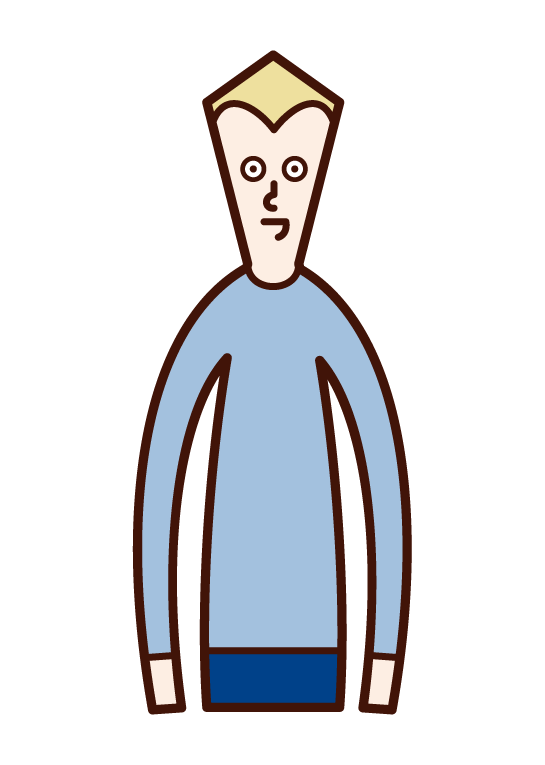 Illustration of a man suffering from thinning hair on his head