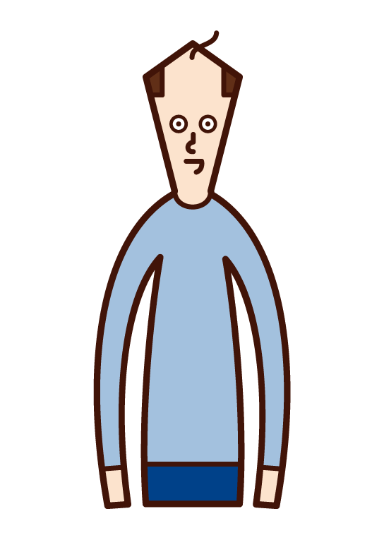 Illustration of a man suffering from thinning hair on his head