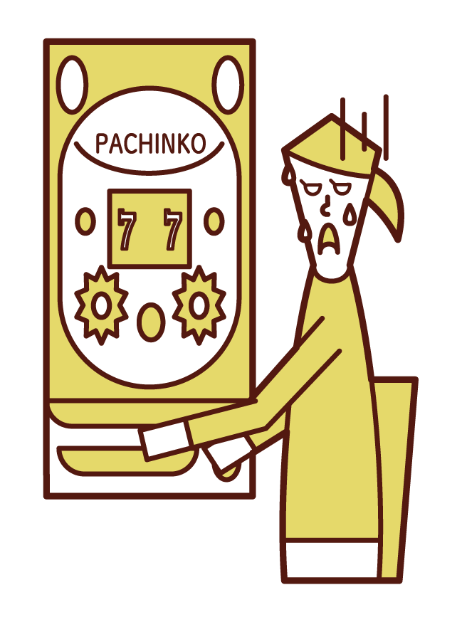 Illustration of a woman who lost in pachinko gambling