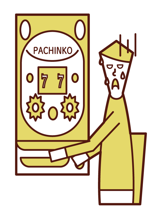 Illustration of a man who lost a pachinko gambling