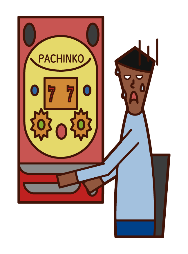 Illustration of a man who lost a pachinko gambling