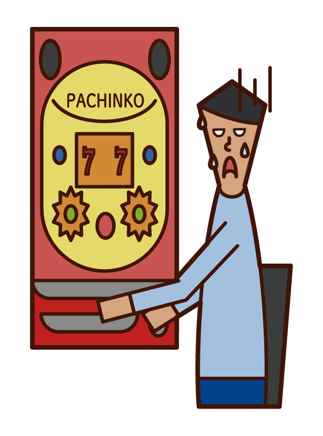 Illustration of a man who lost a pachinko gambling