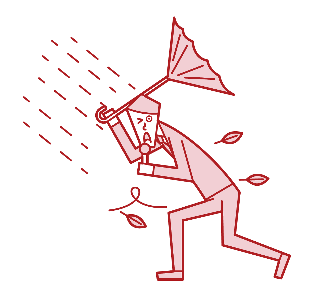 Illustration of a reporter (male) reporting in a typhoon