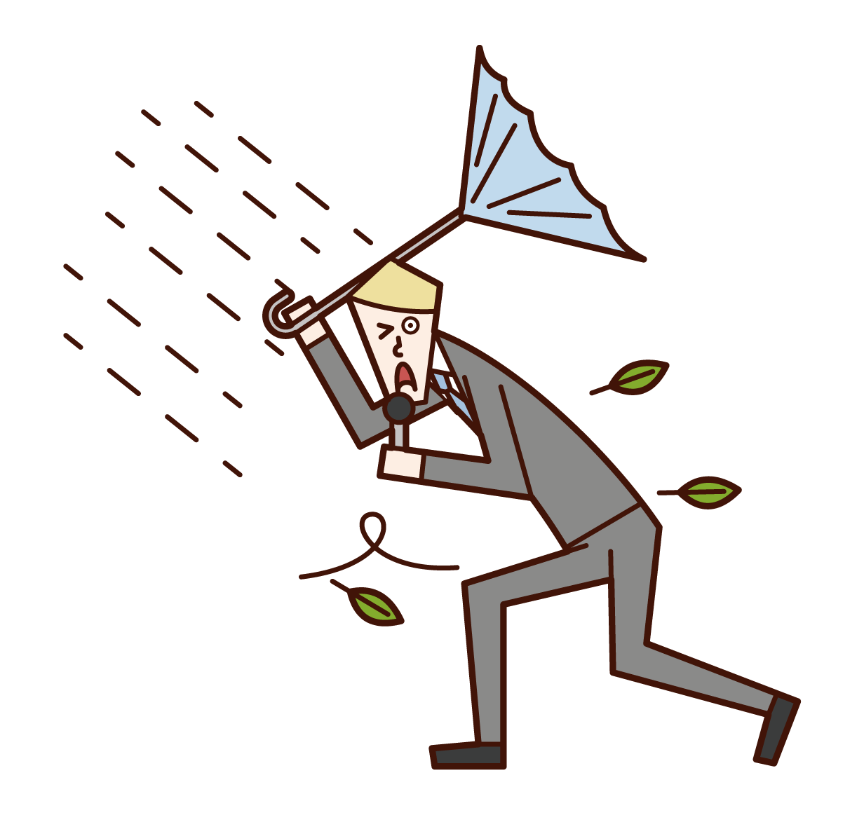 Illustration of a reporter (male) reporting in a typhoon