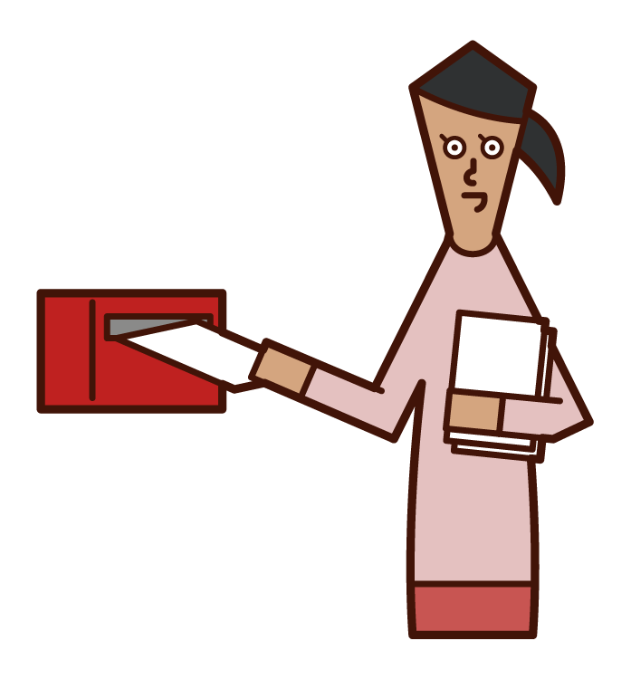 Illustration of a person (female) posting a flyer