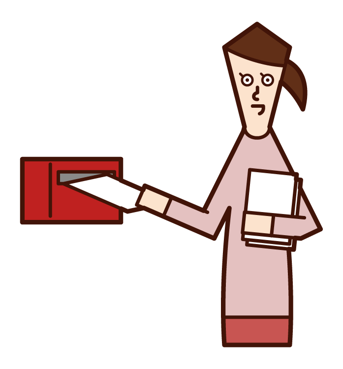 Illustration of a person (female) posting a flyer