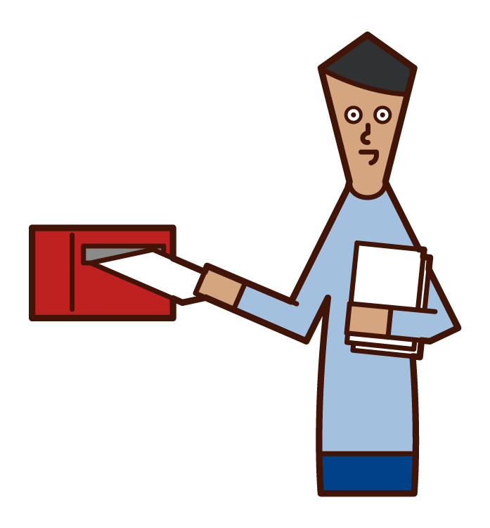 Illustration of a person (male) posting a flyer