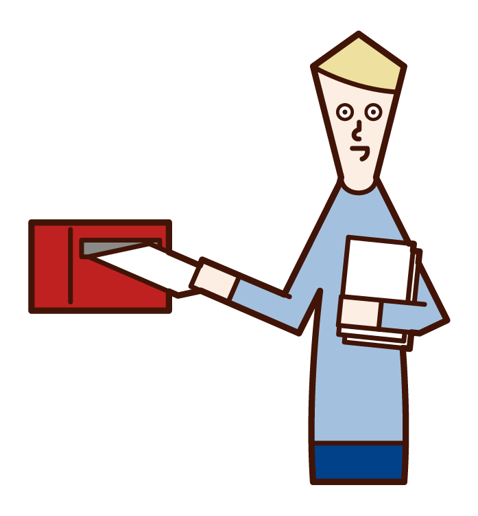 Illustration of a person (male) posting a flyer