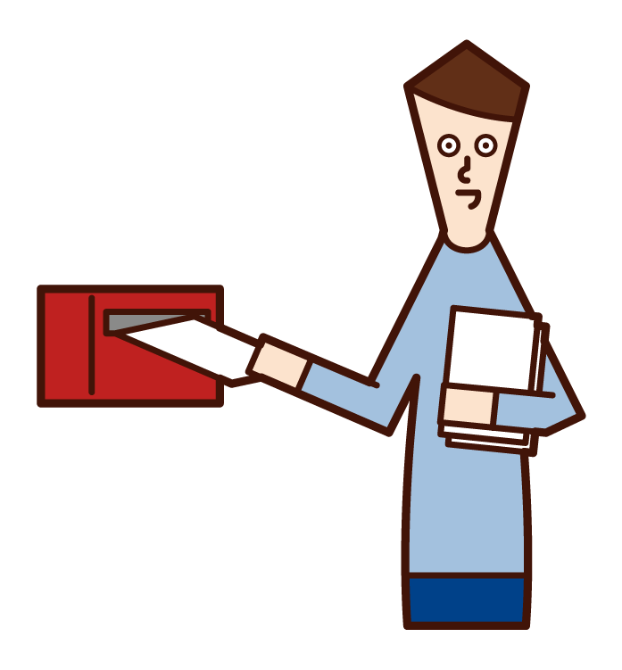 Illustration of a person (male) posting a flyer