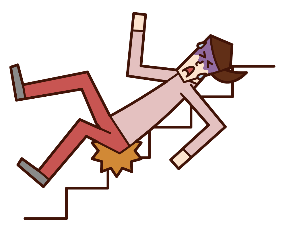 Illustration of a woman sliding down a stairs