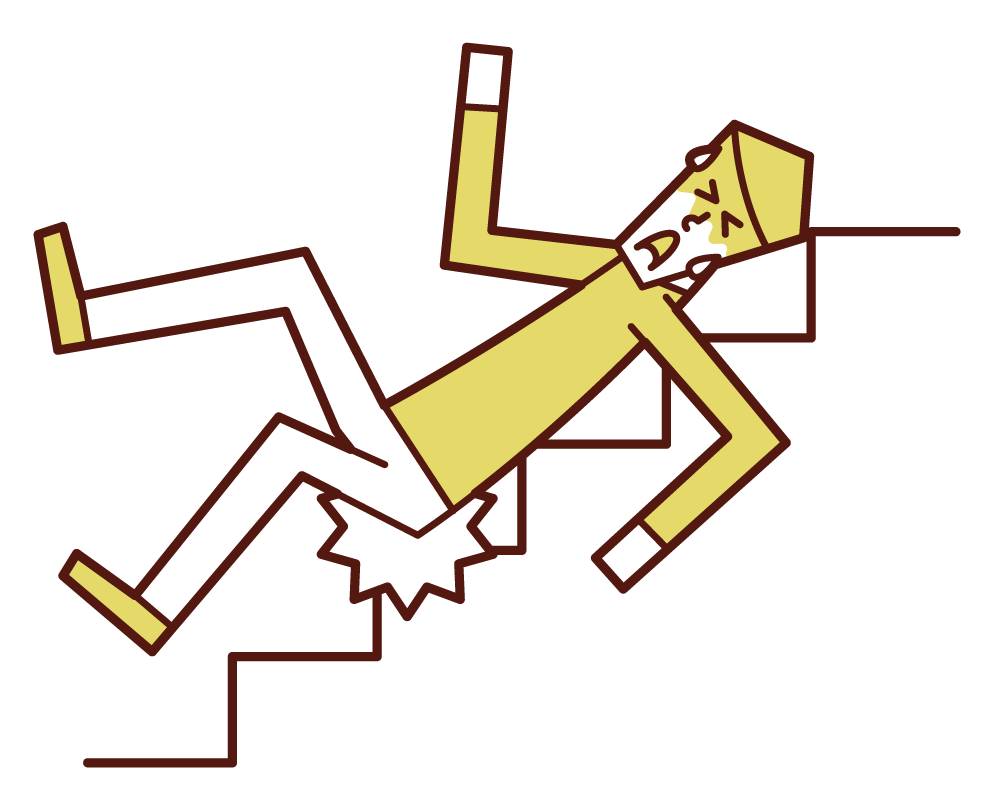 階段から滑り落ちる人（男性）のイラスト