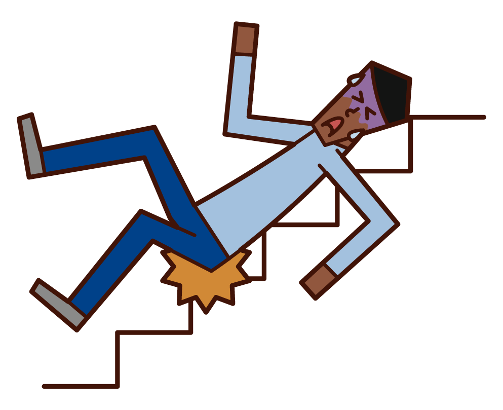 Illustration of a man sliding down a stairs