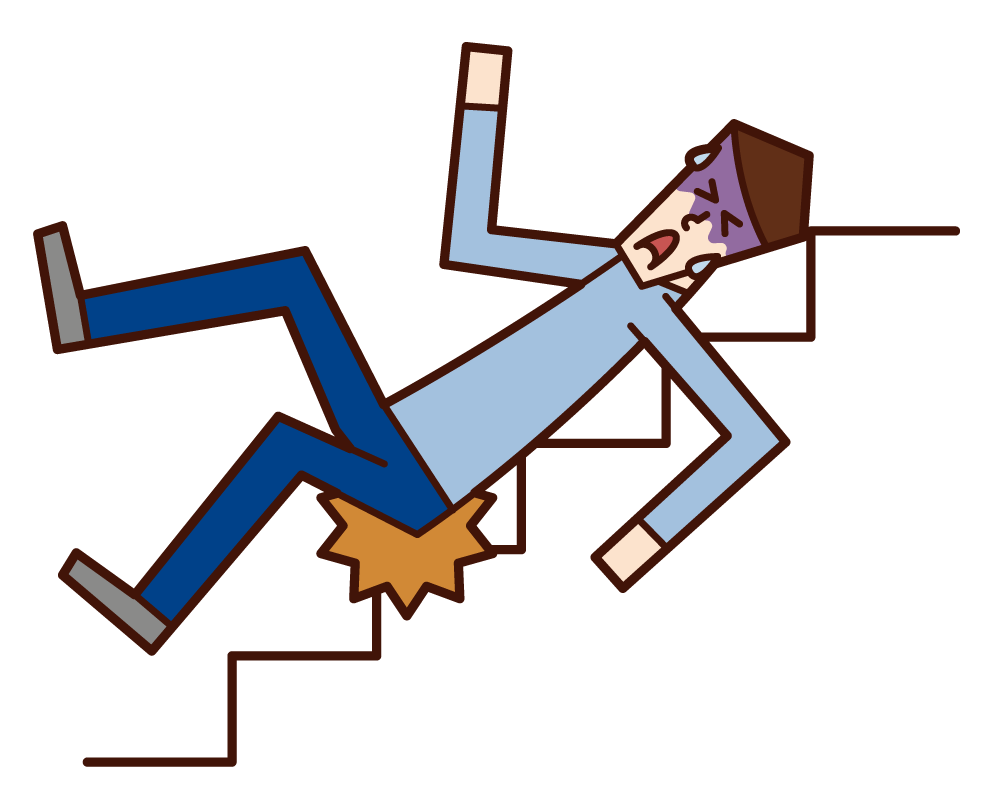 階段から滑り落ちる人（男性）のイラスト