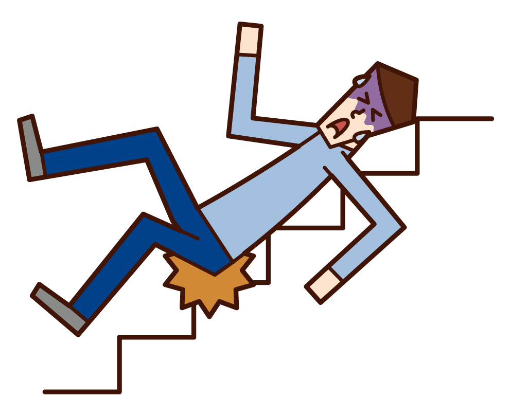 Illustration of a man sliding down a stairs