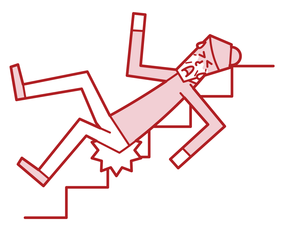 Illustration of a person sliding down the stairs