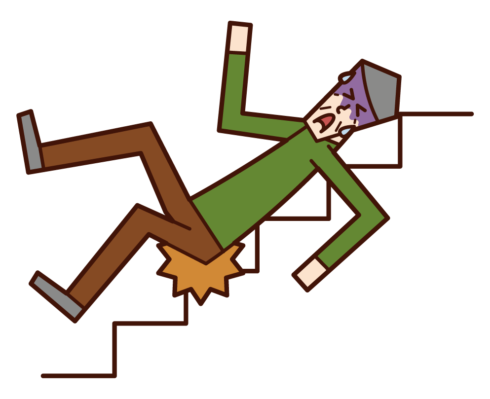 Illustration of a person sliding down the stairs