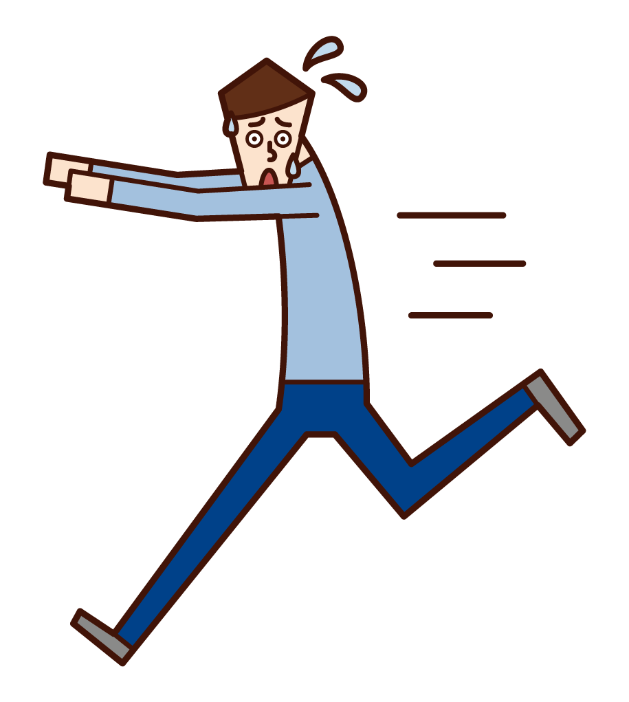 Illustration of a man running away