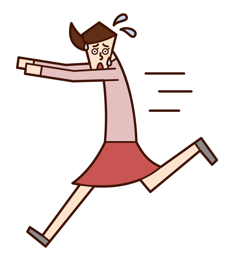 Illustration of a woman who runs away