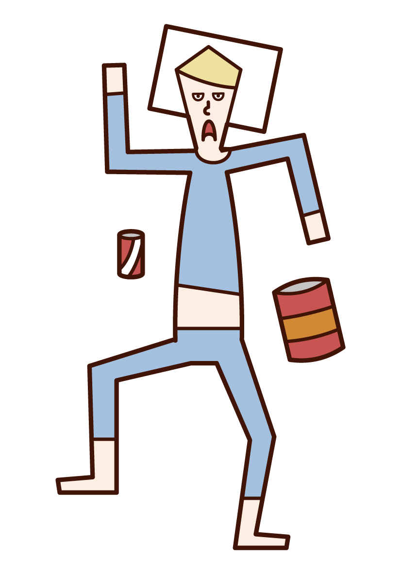 Illustration of a sloppy person (male)