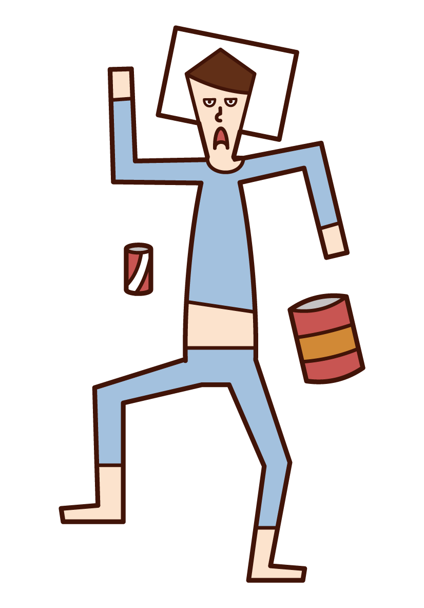 Illustration of a sloppy person (male)