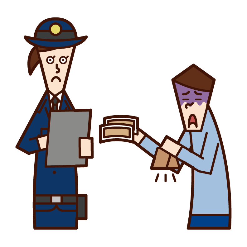 Illustration of a man paying a fine