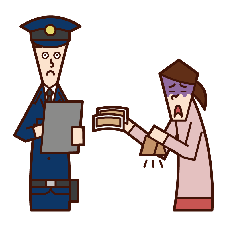 Illustration of a woman paying a fine