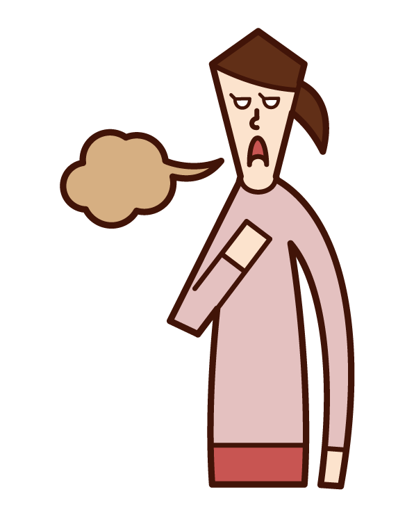 Illustration of a belching person (female)