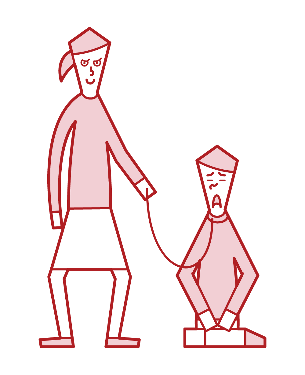 Illustration of a person (female) who submits a man